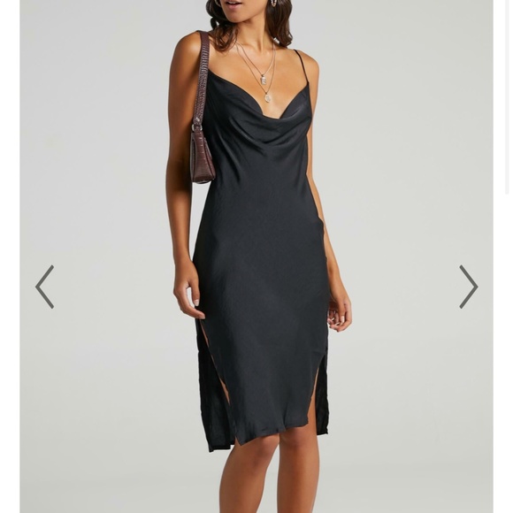 Leville Dress in Black Satin - NWT, Size 8 (Small) - Picture 1 of 3